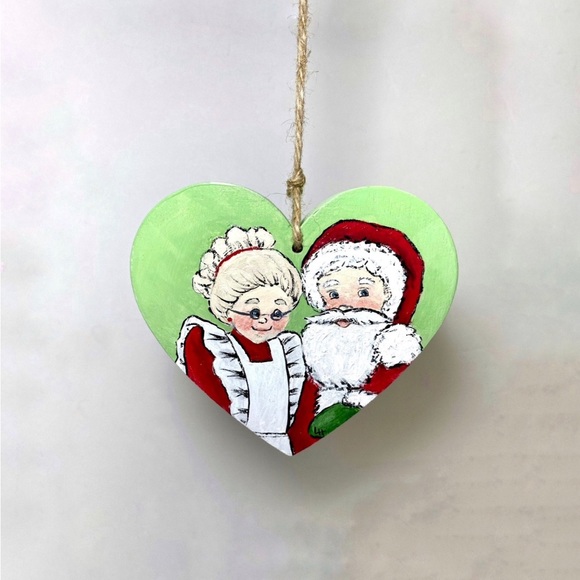ORIGINAL Hand Painted Santa and Mrs. Claus 1st Christmas Together Tree Ornament - Picture 8 of 8